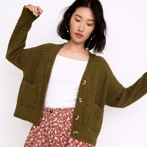 Madewell Seabrook Cardigan Sweater Boxy Cropped Fit Olive Green Color Size XXS